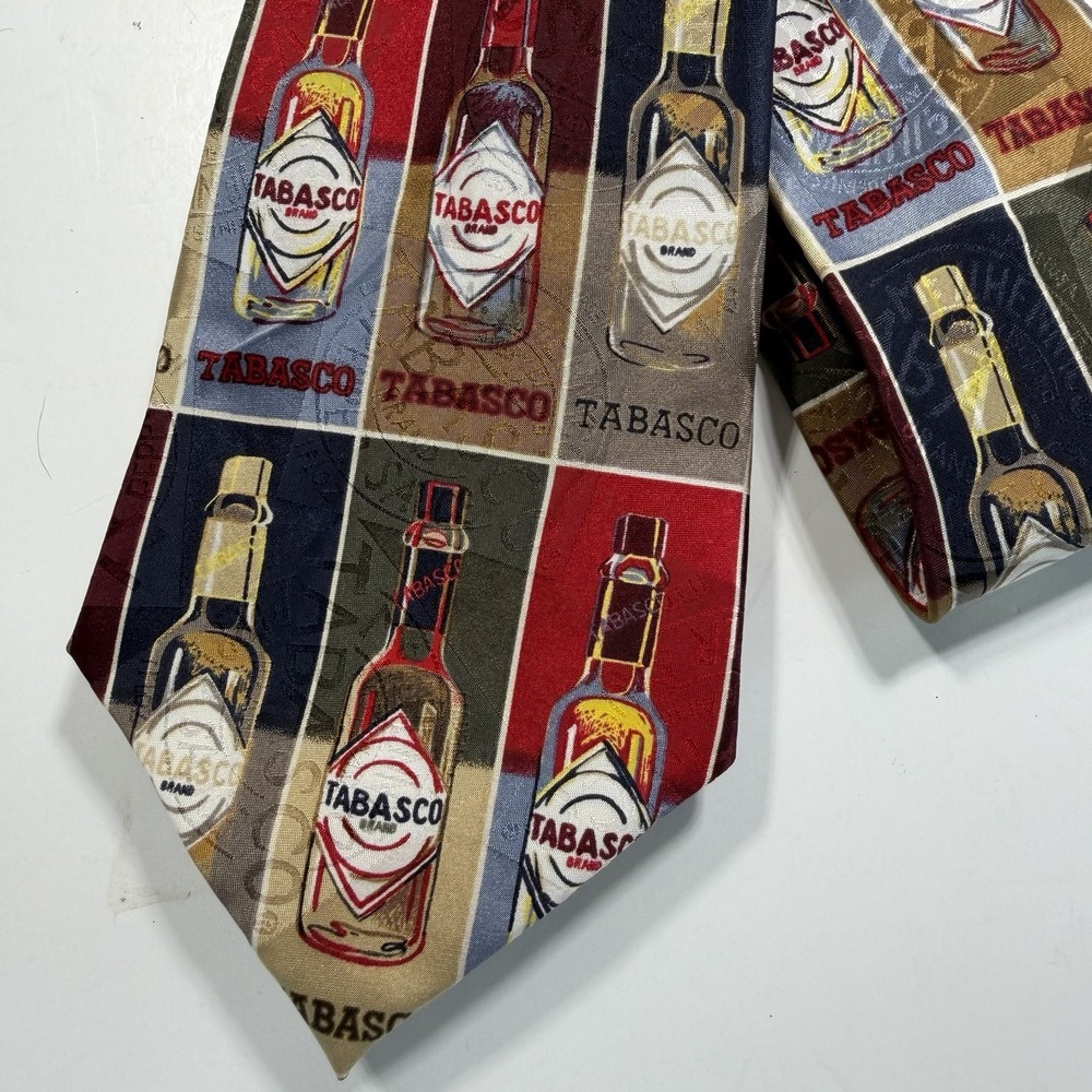 Tabasco Hot Sauce Neck Tie Men Pepper Sauce 100% Silk Classic Bottle Novelty